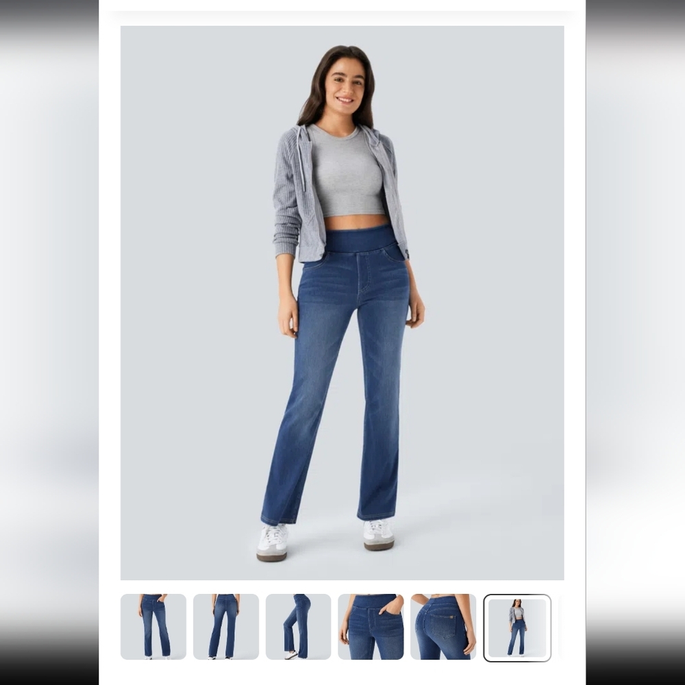 HALARA Women's Flare Jeans in Deep Blue